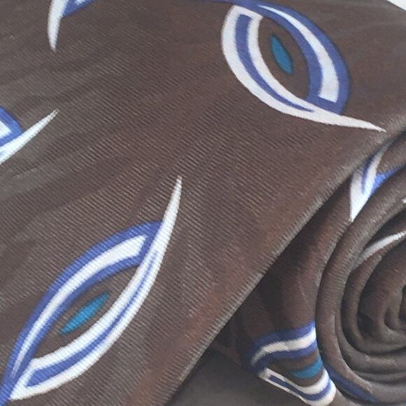 GINO POMPEII SILK BLEND BROWN WHITE PURPLE TEAL NECKTIE - Picture 12 of 12
